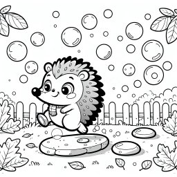 Fröhlicher Igel auf Abenteuertour - Igelbild, Ausmalspaß im Herbstgarten, Fröhlicher Igelmoment