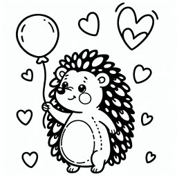 Sanfter Herzigel - Tags: Igel, Ausmalbilder, Kreativität, Kinderkunst, Herzluftballon