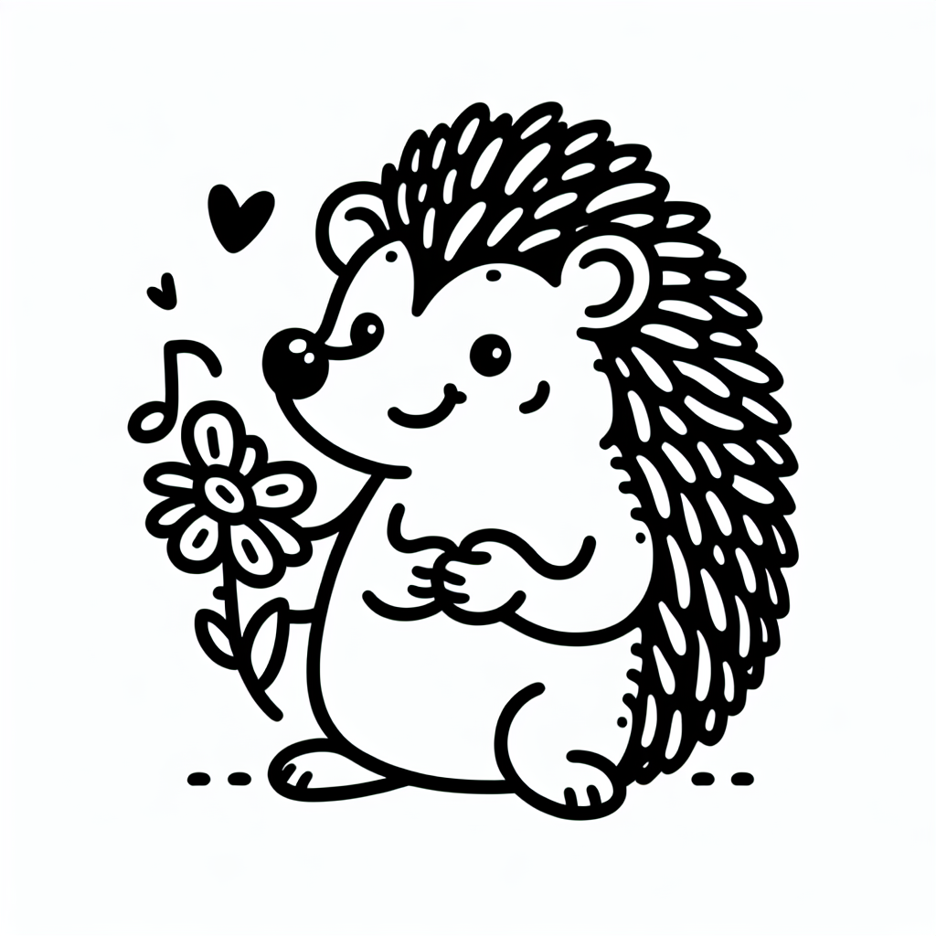 Musikalischer Igel - Tags: Igel, Ausmalbild, Kinder, Malen, Kreativität