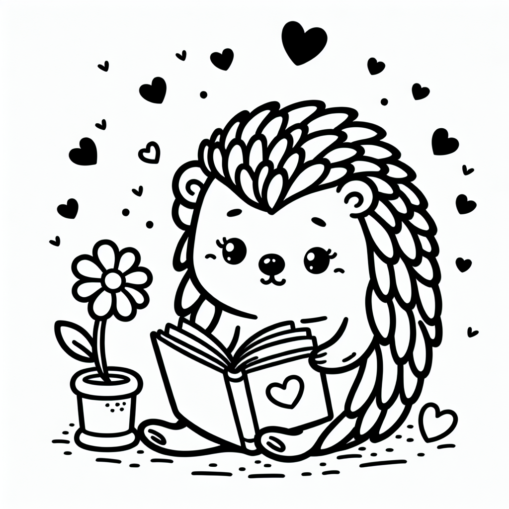 entspannter Bücherigel - Tags: #Igel #Lesen #Fantasiewelt #Ausmalspaß #Kreativität