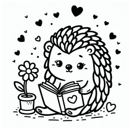 entspannter Bücherigel - Tags: #Igel #Lesen #Fantasiewelt #Ausmalspaß #Kreativität