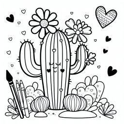 Herzlicher Kaktus – Tags: Kaktus, Wüste, Blumen, Herz, Cartoon