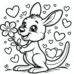 Lustiges Blumenhopser - Tags: #Känguru #Freude #Ausmalen #Cartoon #Blumen