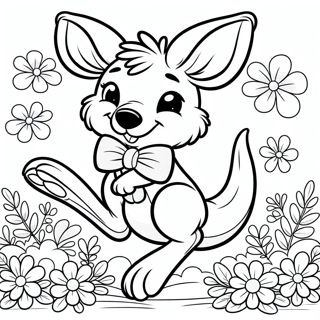 Freundliches Känguru - #Känguru #Abenteuer #Freundschaft #Blumen #Ausmalbilder