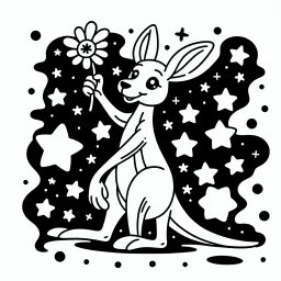 Fröhliches Känguru - Tags: Känguru, Ausmalbild, Kreativität, Cartoon, Kinderkunst.