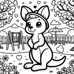 Fröhliches Känguru im Frühling - Spielplatzabenteuer, Känguruhut, Frühlingsfreude, FreundlicheStimmung, BalancierendesKänguru