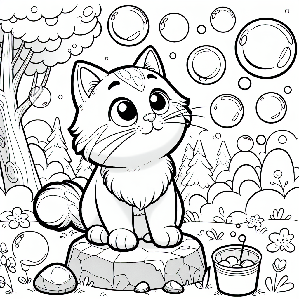 Neugierige Katze auf Entdeckungstour - Katze, Waldspielplatz, Seifenblasenzauber, Frühlingsmorgenstimmung