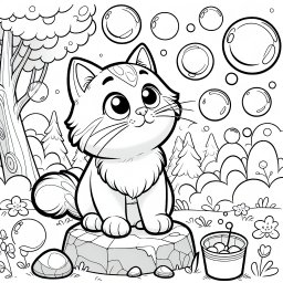 Neugierige Katze auf Entdeckungstour - Katze, Waldspielplatz, Seifenblasenzauber, Frühlingsmorgenstimmung