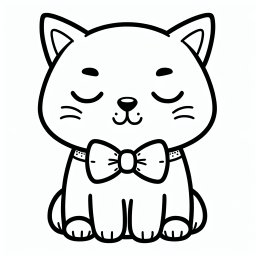 Ruhige Schleifkatze – Tags: Katze, Ausmalen, Kinder, Schnurrhaare, Katzenkorb
