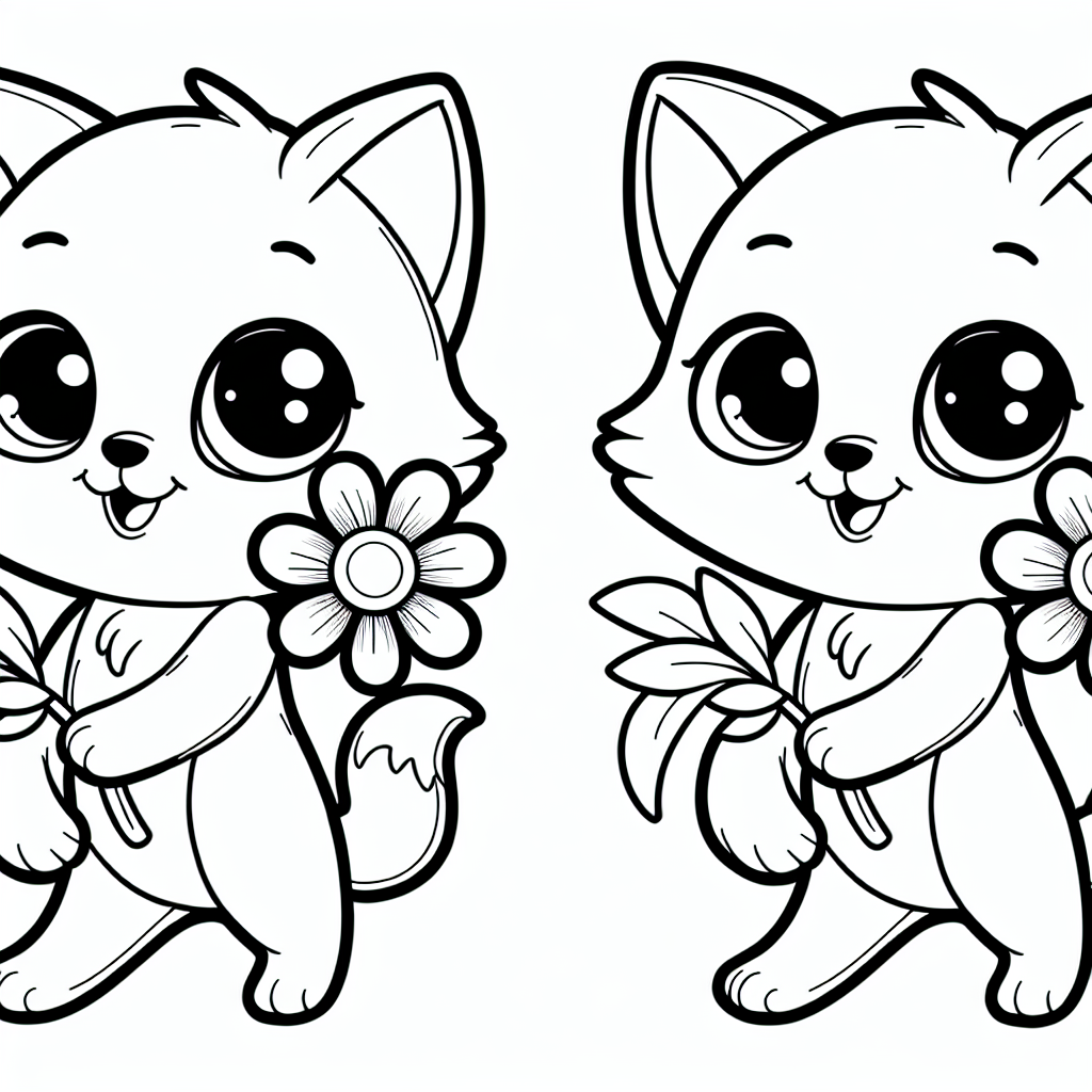 Willkommen in einer fantastischen Katzenwelt, in der alle kleinen Künstler eingeladen sind, ihrer Kreativität freien Lauf zu lassen! Stell dir vor, du triffst auf eine verspielte Katze, die stolz eine wunderschöne Blume in ihren Pfoten hält. Mit ihren frechen Schnurrhaaren und dem charmanten Miau lädt sie dich ein, ihre Welt mit deinen Lieblingsfarben zu füllen. Die klaren, mutigen schwarzen Linien der Zeichnung geben dir die Freiheit, jede große Form mit deinen eigenen Farbkombinationen zu gestalten.
Diese Katze liebt es, in ihrem gemütlichen Katzenkorb zu träumen und ab und zu auf ihrem Kratzbaum zu klettern, um ihren Ausblick zu genießen. Doch heute freut sie sich darauf, dass du sie mit deiner Farbpalette zum Leben erweckst. Wirst du ihr ein klassisches Fell in Orange oder einen coolen blauen Look geben? Oder wird die Blume, die sie hält, die bunteste im ganzen Garten?
Hier ist ein kleines Rätsel für dich: Wenn die Katze Miau sagt und ihre Pfoten streckt, welche Musik spielt sie, wenn sie schnurrt? Tüftle ein wenig, während du deine Farben wählst!
