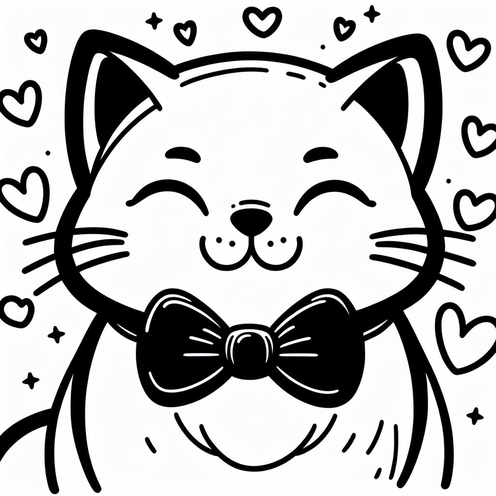 ### Tauche ein in die Welt der süßen Katzen!
Katzen sind faszinierende Tiere, die weltweit von vielen Menschen geliebt werden. Heute hast du die Gelegenheit, eine entspannte Katze mit Fliege und Herzen um sie herum auszumalen. Wusstest du, dass Katzen über 100 unterschiedliche Laute von sich geben können, darunter das berühmte „Miau“? Mit ihren feinen Schnurrhaaren können sie sogar die kleinsten Bewegungen in ihrer Umgebung wahrnehmen.
Katzen sind bekannt für ihre flinke Geschicklichkeit und lieben es zu klettern. Ob es der Katzenbaum im Wohnzimmer oder der Baum im Garten ist, sie kommen überall hoch! Ihre weichen Pfoten helfen ihnen, sich lautlos zu bewegen – perfekt für kleine Abenteuer.
Wenn sie sich ausruhen möchten, kuscheln sich Katzen gerne in ihren warmen Katzenkorb. Und wenn eine Katze schnurrt, kann das bedeuten, dass sie glücklich und entspannt ist. Also los, schnapp dir deine buntesten Farben und gestalte diese niedliche Katze ganz nach deinem Geschmack. Vielleicht malst du ihr ein buntes Fell oder verzierst die Herzen in strahlenden Farben. Lass deiner Fantasie freien Lauf!