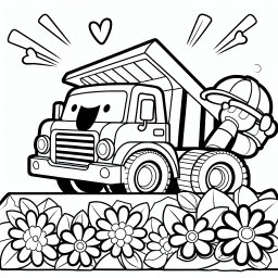 Aufgeregter Steinbote – #Kipplaster #Baustelle #Kreativität #Ausmalbilder #Kinderaktivität