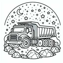 lustiger Kipptraum – Tags: #Kipplaster #Baustelle #Kreativität #Ausmalbild #Kinderaktivität