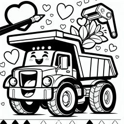 Herzensfreudelaster – Tags: #Kipplaster #Baustelle #Malbuch #Cartoon #Bauabenteuer