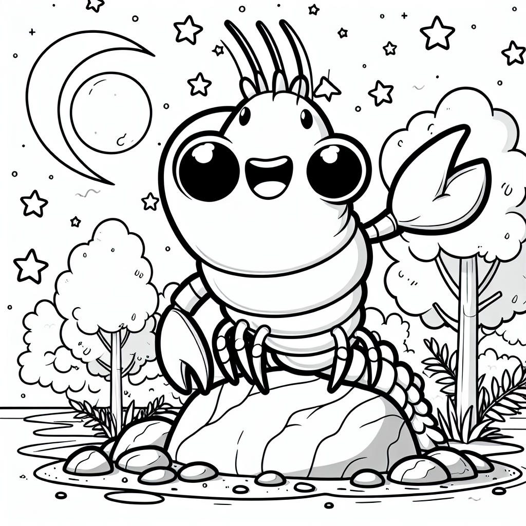 Fröhliche Krabbe - Krabbe, Herbstabend, Ausmalspaß, Kinderkunst, Kreative Ideen