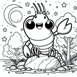 Fröhliche Krabbe - Krabbe, Herbstabend, Ausmalspaß, Kinderkunst, Kreative Ideen