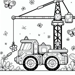 farbenfroher Kran – #Ausmalen #Fantasiewelt #Baukran #Kinderträume #Farbenspaß