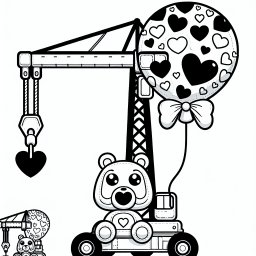 verliebter Kran - Tags: #Baukran #KinderKreativität #Ausmalbild #Herzluftballon #FantasieFördern