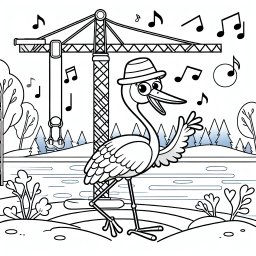 Tanzender Kran im Winterwunderland - Kran, Baustelle, Tanzender Storch, Seeufer, Winterspaß