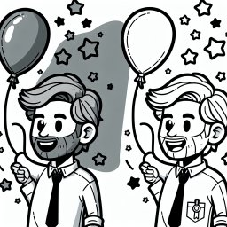 Fröhliche Lehrballon – Tags: Lehrer, Unterricht, Luftballon, Sterne, Ausmalen.