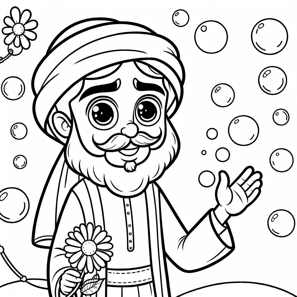 Freundlicher Blasenzauber - Lehrer, Blume, Blasen, Cartoon, Ausmalen