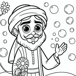 Freundlicher Blasenzauber - Lehrer, Blume, Blasen, Cartoon, Ausmalen