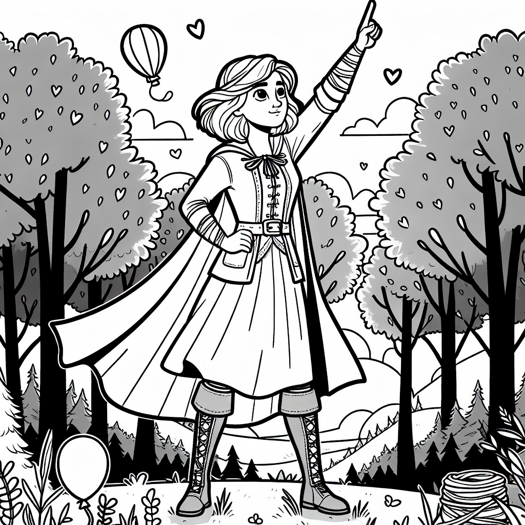 Mutige Lehrerin im Sommerwald - Lehrerin, Waldabenteuer, Abenddämmerung, Heißluftballon, Sommerwald