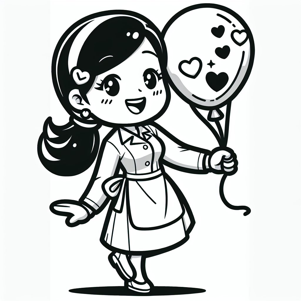 Herzige Tanzlehrerin - Lehrerin, Tanzen, Ballon, Herzen, Comic
