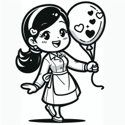 Herzige Tanzlehrerin - Lehrerin, Tanzen, Ballon, Herzen, Comic