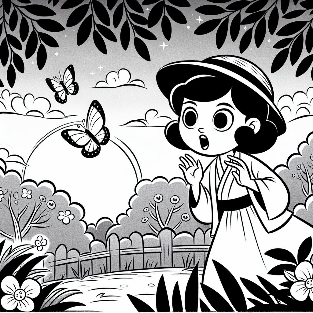 Springende Lehrerin voller Neugier - Frühling, Abenddämmerung, Schmetterlinge, Balancieren, Gartenspaß