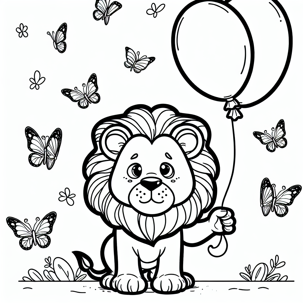 Willkommen in der Welt der Löwen! Auf diesem lustigen Ausmalbild siehst du einen neugierigen Löwen, der einen Ballon in der Pfote hält und von Schmetterlingen umschwärmt wird. Löwen sind dafür bekannt, König der Savanne zu sein. Ihre majestätische Mähne macht sie unverkennbar. Wusstest du, dass die Mähne der männlichen Löwen als Schutz in Kämpfen dient und sie außerdem besonders beeindruckend aussehen lässt?
Löwen leben in großen Familiengruppen, die man Rudel nennt. In einem Rudel helfen die Löwinnen bei der Jagd, während der mächtige Brüller des Löwen das Rudel beschützt und das Territorium markiert. Ein Löwenbrüllen ist so laut, dass man es bis zu acht Kilometer weit hören kann - stellt euch das mal vor!
Habt viel Spaß beim Ausmalen des Löwen, der sich offensichtlich über den bunten Ballon freut, und der lustigen Schmetterlinge, die um ihn herumflattern. Vielleicht malt ihr den Ballon in leuchtenden Farben, um die Neugier des Löwen noch fröhlicher zu machen!