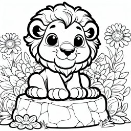 Frecher Blumenlöwe – #KreativeLöwen, #SavannenKönig, #FrecherLöwe, #MäneZumAusmalen, #AbenteuerInFarbe