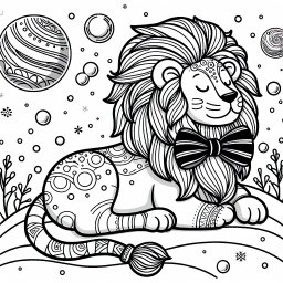 Springender Löwe im Morgensonnenschein - Löwe, Wintermorgen, Schleife, Muster malen, Pusteblumen pusten