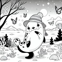 Tanzendes Meerestier im Ozean - Robbe, Winterpark, Meerestier, Schmetterlinge, Abenddämmerung