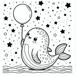 Fröhlicher Ballonfisch - Unterwasserwelt, Korallen, Meeresabenteuer, Ausmalen