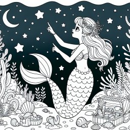 Neugierige Meerjungfrau im Winterpark - Meerjungfrau, Unterwasserwelt, Fischschwanz, Korallenriff, Schatztruhe