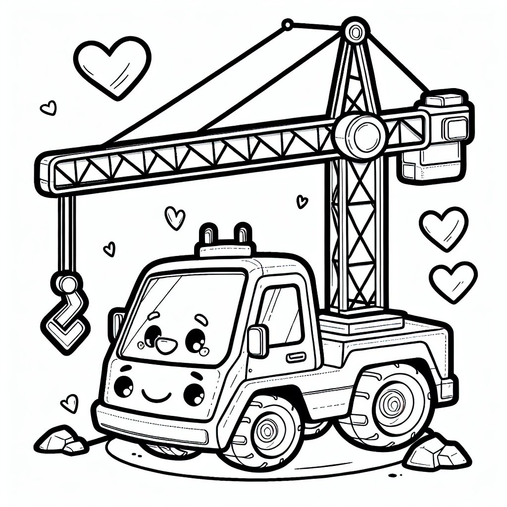Glücklicher Kranspaß - Tags: #Baustelle #Mobilkran #Kreativität #Kinderzimmer #Ausmalbild