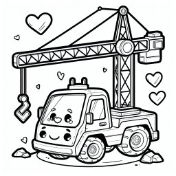 Glücklicher Kranspaß - Tags: #Baustelle #Mobilkran #Kreativität #Kinderzimmer #Ausmalbild