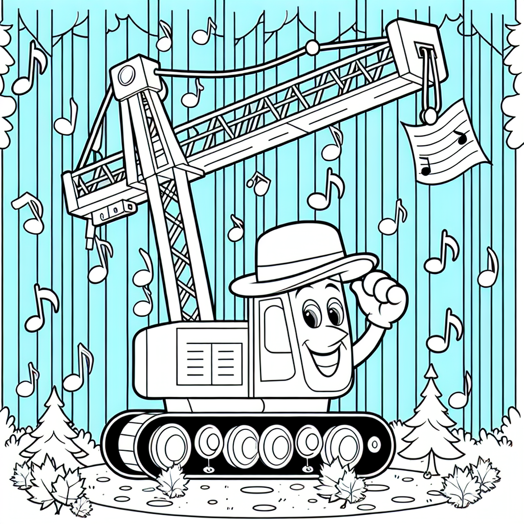 Mobilkran Melodie - Ausmalbild, Herbstfarben, Kinderkreativität, Tanzender Mobilkran