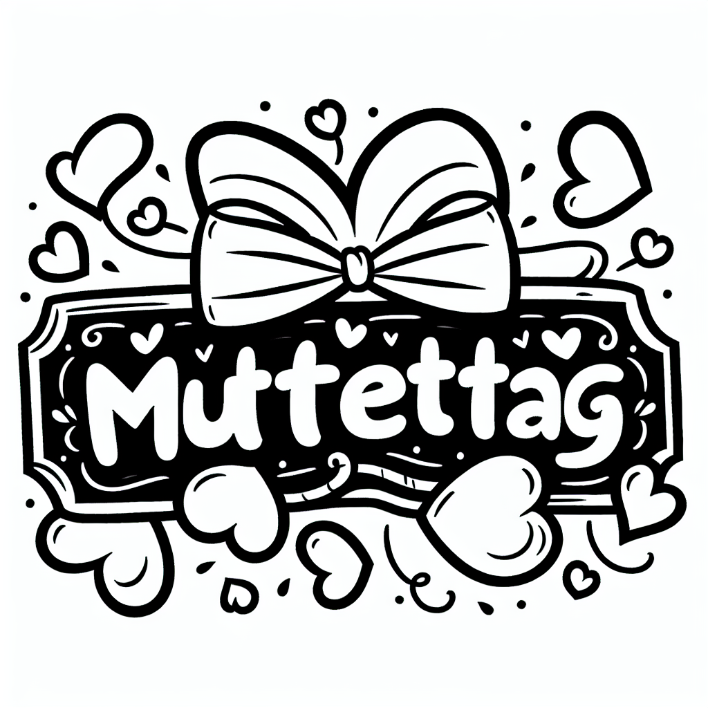 Willkommen zu einem kunterbunten Muttertagsabenteuer! Heute wartet eine fröhliche Muttertagskarte darauf, von dir in ein leuchtendes Kunstwerk verwandelt zu werden. Stell dir vor, du hältst einen magischen Pinsel in der Hand, der alles in den schönsten Farben erblühen lässt. Auf der Karte strahlt eine hübsche Schleife, umgeben von liebevoll gezeichneten Herzen, die nur darauf warten, mit deinen liebsten Farben gefüllt zu werden. Die dicken, glatten Linien machen es dir besonders leicht, die Herzen, Blumen und Schleifen bunt auszumalen. 

Aber das ist noch nicht alles! Stell dir vor, dass hinter der Karte eine kleine Überraschung steckt: ein duftender Blumenstrauß und ein liebvolles Frühstück, frisch zubereitet, um Mama den Tag zu versüßen. Könnte Liebe schöner ausgedrückt werden? Doch nun kommt das Rätsel: Was ist ein Symbol für Liebe, sieht aus wie ein Emoji und findet seine Heimat oft in romantischen Gedichten?

Mach dich bereit, deine Kreativität zu entfalten und diese Karte zum Leben zu erwecken! Viel Spaß beim Ausmalen und Gestalten - deine Mama wird begeistert sein.