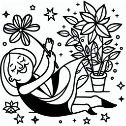 Fröhliche Sternmama – Tags: Muttertag, Blumen, Liebe, Überraschung, Ausmalbild