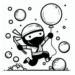 Glücklicher Luftballon-Ninja - Ninja, Ausmalbild, Kinder, Spaß, Kreativität