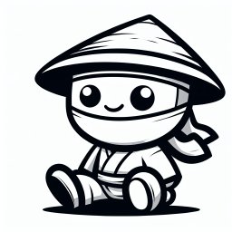 Fröhlicher Kämpfer - Tags: Ninja, Ausmalbild, Kinder, Cartoon, Spaß