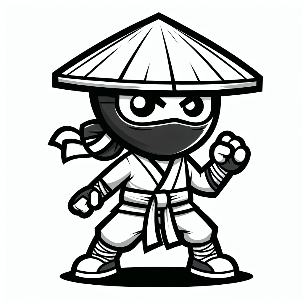 Tanzender Ninja - Tags: Ninja, Ausmalbild, tanzend, kreativ, Farbenfreude.