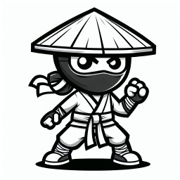 Tanzender Ninja - Tags: Ninja, Ausmalbild, tanzend, kreativ, Farbenfreude.