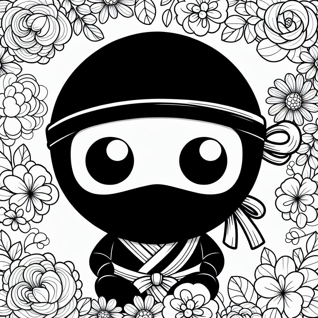 Neugieriger Ninja - #Ninja, #Fliege, #Blumen, #Abenteuer, #Ausmalbild