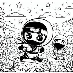 Neugieriger Ninja auf Entdeckungsreise - Ninja-Abenteuerlauf, Bambuswald, Wurfstern, Käferblick, Ninja-Kleidung, Nachtsterne