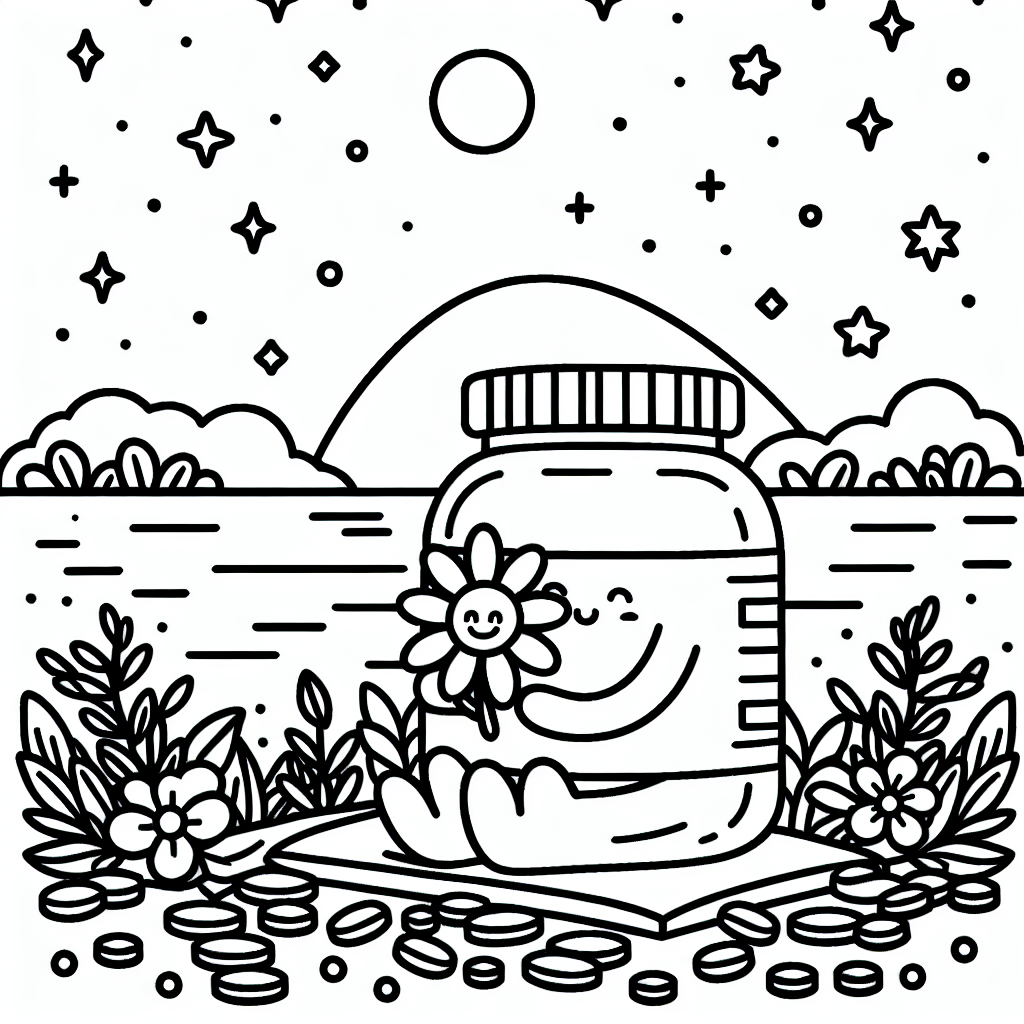 Mutiger Vitaminmangel - Vitamine, Sommerabend, Kindermalbuch