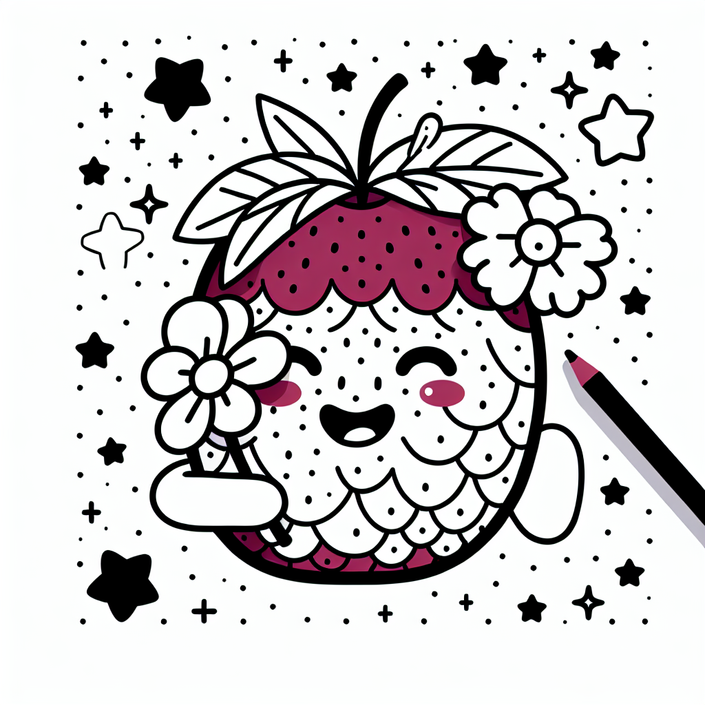 Willkommen in der zauberhaften Welt der Malbücher, wo ein ganz besonderes Abenteuer auf dich wartet! Stell dir vor, ein lustiges Obst hat sich von seinem Baum geschwungen und hält glücklich eine Blume in seiner kleinen Hand—oder Schale! Umgeben von glitzernden Sternen ist dieses aufgeregte Obst bereit, in allen Farben des Regenbogens zu erstrahlen.
Wie wäre es, wenn du das Fruchtfleisch in einem leuchtenden Orange und die Schale in einem fröhlichen Gelb ausmalst? Und die Blume? Vielleicht ein sattes Rot oder ein zartes Rosa? Die glitzernden Sterne kannst du mit Silber oder Gold zum Strahlen bringen. Und vergiss nicht, ein wenig kreativen Saft in das Bild fließen zu lassen—durch bunte, verrückte Farben!
Die klaren schwarzen Linien helfen dir, deine Vorstellungen ganz einfach auf das Papier zu bringen. Male mutig drauflos und lass dich von deiner Fantasie leiten. Dieses Bild ist ein süßes Vergnügen für jeden kleinen Künstler, der Obst und Spaß liebt!