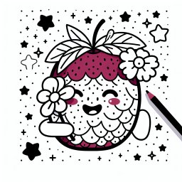 Aufgeregtes Fruchtstern – Tags: Ausmalbild, Obst, Fantasie, Blumen, Kinderkunst